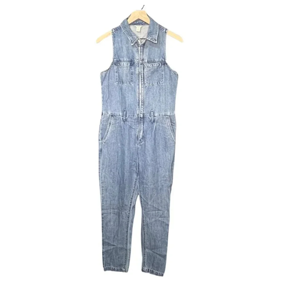 Guess Los Angeles Denim Jumpsuit Vintage Sleeveless Size S